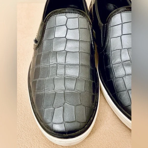 Jimmy Choo Men’s Grove Crocodile Embossed Black leather Slip On Sneaker SZ 43/10
